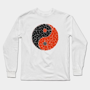 Yin Yang Black and Red Graphic Design Long Sleeve T-Shirt